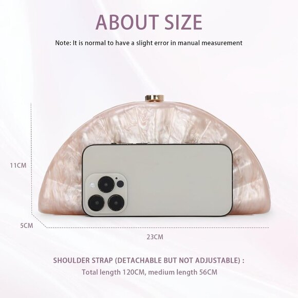 Luxury Champagne Fan Shell Acrylic Clutch - Durable Purse for Evening Elegance - Picture 3 of 7